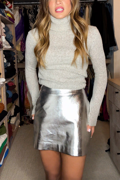 Trixiedress Metallic Faux Leather Mini Skirt