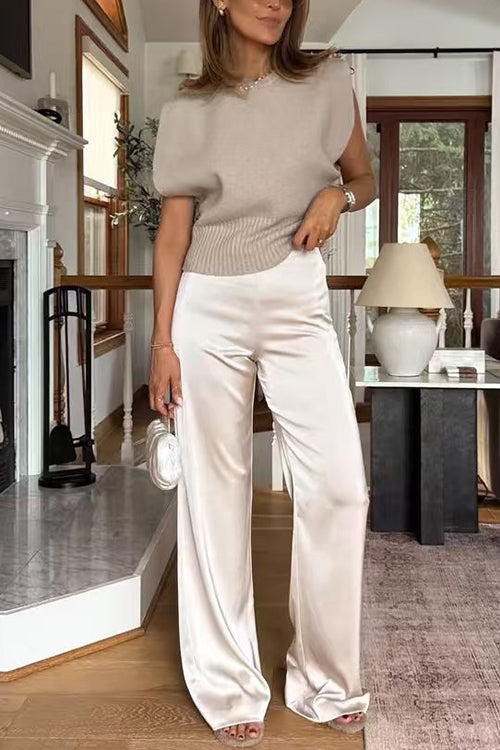 Trixiedress High Rise Straight Leg Satin Pants