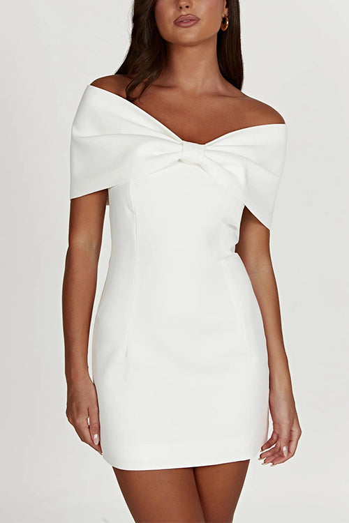 Trixiedress Bow Off Shoulder Bodycon Mini Party Dress