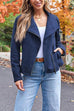 Trixiedress Zip Up Pocketed Faux Suede Moto Jacket(in 7 Colors)