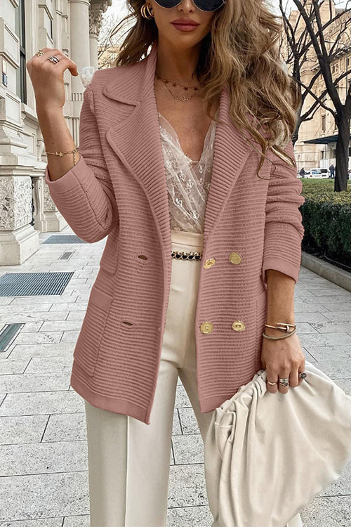 Trixiedress Double Breasted Textured Cardigan with Pockets