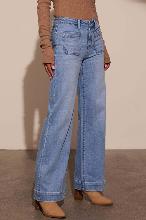 Trixiedress Chic Straight Wide Leg Denim Pants