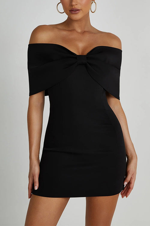 Trixiedress Bow Off Shoulder Bodycon Mini Party Dress