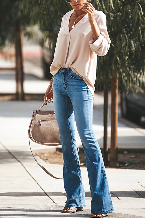 Trixiedress Distressed Bell Bottoms Skinny Denim Pants