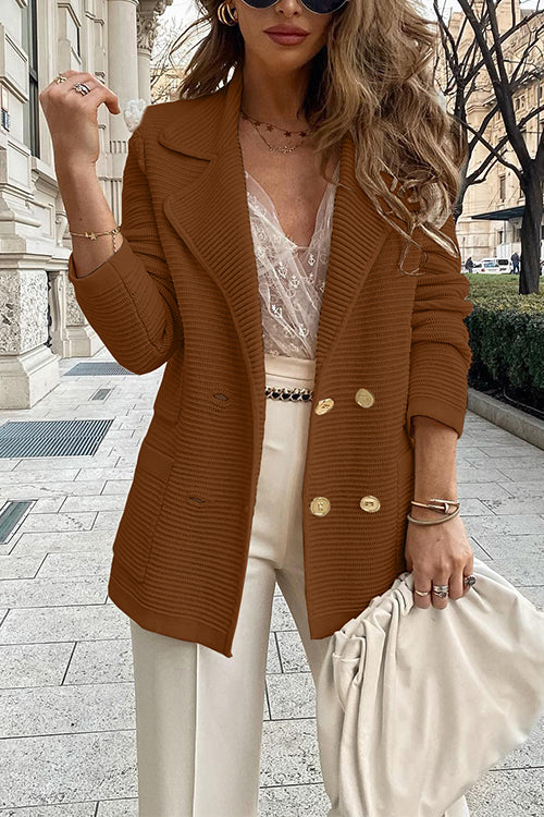 Trixiedress Double Breasted Textured Cardigan with Pockets