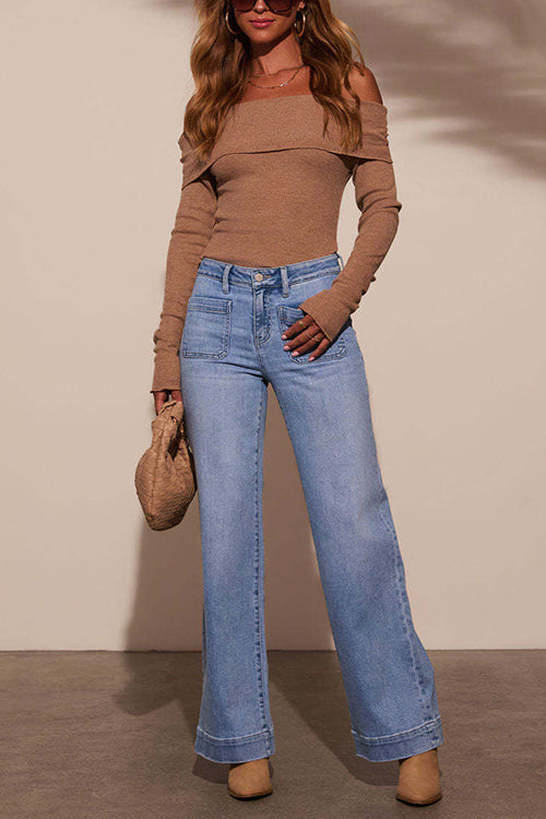 Trixiedress Chic Straight Wide Leg Denim Pants