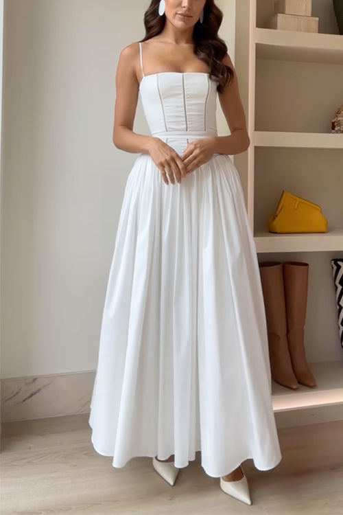 Trixiedress Spaghetti Strap Corset Swing Maxi Dress