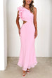 Trixiedress Frill One Shoulder Sleeveless Cut Out Maxi Dress