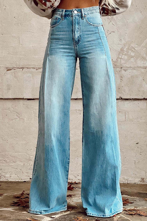 Trixiedress Distressed Wide Leg Fashion Denim Pants
