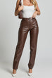 Trixiedress High Rise Pocketed Casual Faux Leather Pants