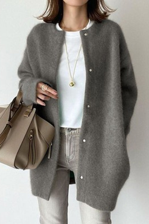 Trixiedress Crewneck Button Down Solid Outwear
