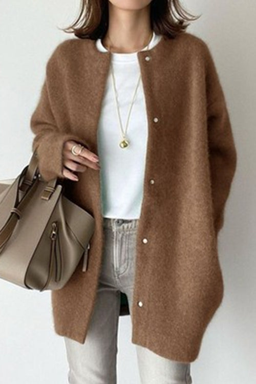 Trixiedress Crewneck Button Down Solid Outwear