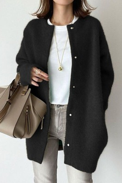 Trixiedress Crewneck Button Down Solid Outwear