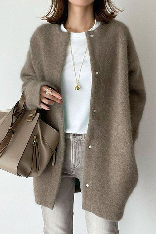 Trixiedress Crewneck Button Down Solid Outwear