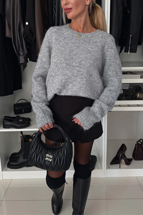 Trixiedress Crewneck Bow Back Cut Out Cozy Sweater