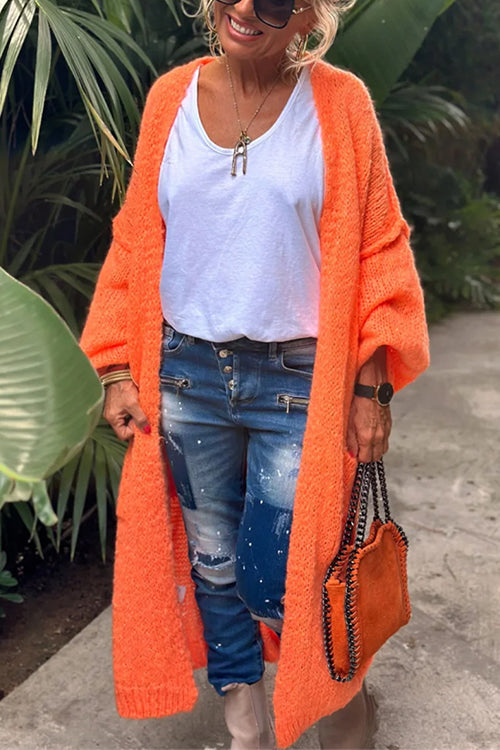 Trixiedress Open Front Love and Peace Pattern Long Sweater Cardigan(in 5 Colors)