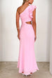 Trixiedress Frill One Shoulder Sleeveless Cut Out Maxi Dress