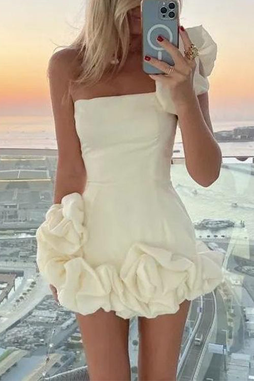 Trixiedress One Shoulder Flounced Bottom Mini Bodycon Dress