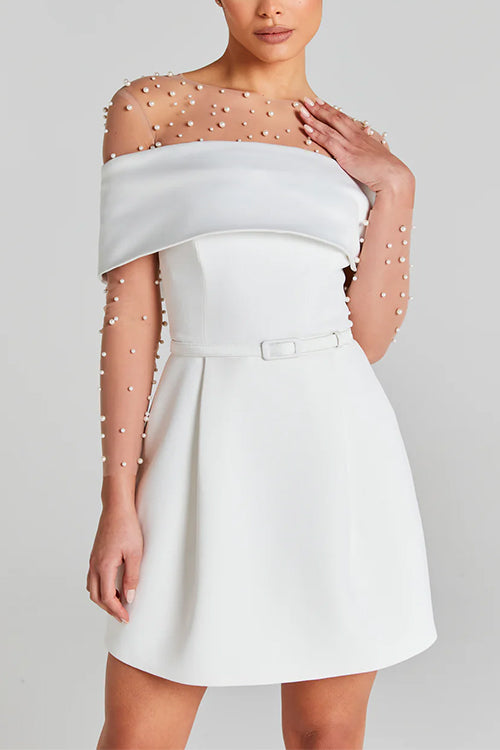 Trixiedress Off Shoulder Waisted A-line Mini Dress