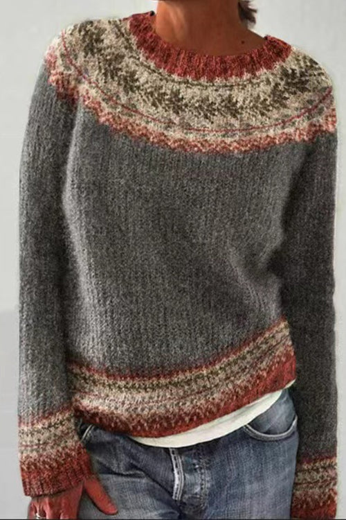 Trixiedress Round Neck Unique Pattern Casual Sweater(in 6 Patterns)