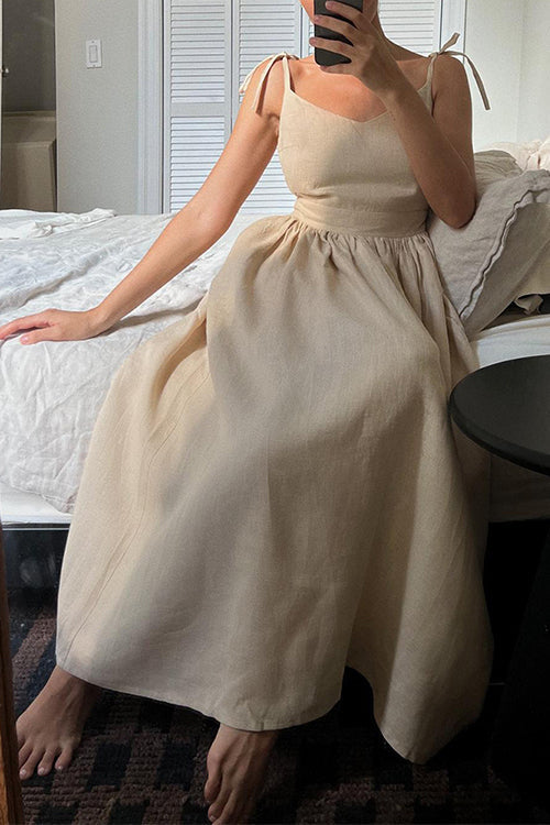 Trixiedress Tie Shoulder Backless Waisted Swing Maxi Cami Dress