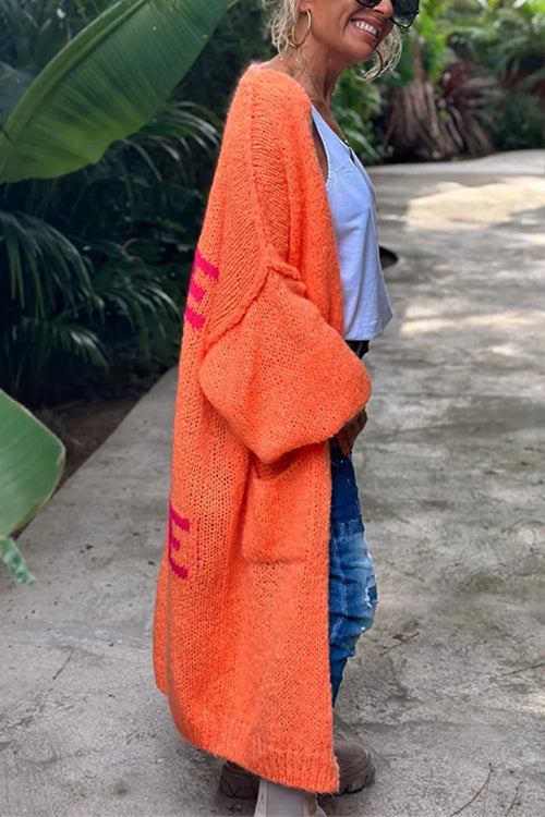 Trixiedress Open Front Love and Peace Pattern Long Sweater Cardigan(in 5 Colors)