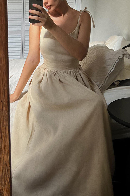 Trixiedress Tie Shoulder Backless Waisted Swing Maxi Cami Dress