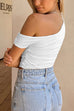 Trixiedress Asymmetrical Shoulder Ruched Crop Top