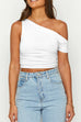 Trixiedress Asymmetrical Shoulder Ruched Crop Top