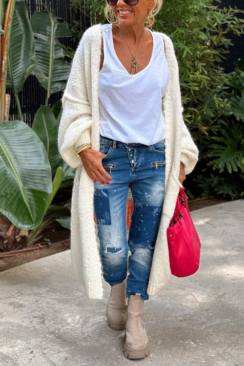 Trixiedress Open Front Love and Peace Pattern Long Sweater Cardigan(in 5 Colors)