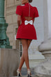 Trixiedress Mockneck Petal Sleeves Bow Knot Cut Out Mini Dress