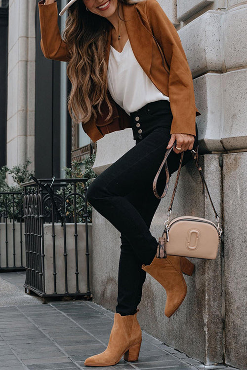 Trixiedress Zip Up Pocketed Faux Suede Moto Jacket(in 7 Colors)