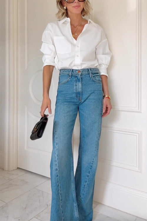 Trixiedress Lapel Long Sleeves Button Up Blouse Shirt