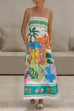 Trixiedress Spaghetti Strap High Waist Tropic Print Maxi Holiday Dress