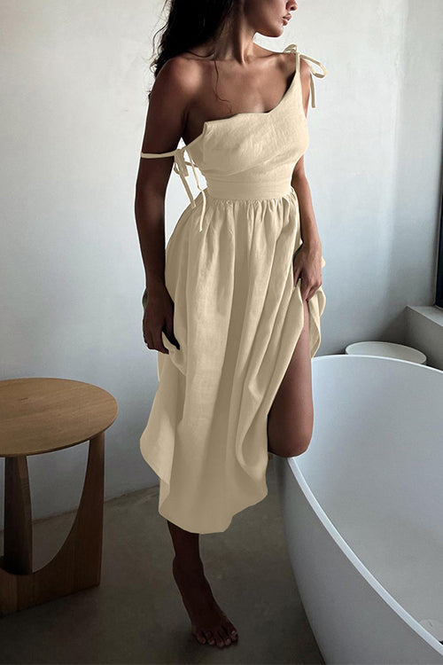 Trixiedress Tie Shoulder Backless Waisted Swing Maxi Cami Dress