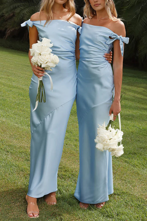 Trixiedress Bow Knot Off Shoulder Maxi Party Dress