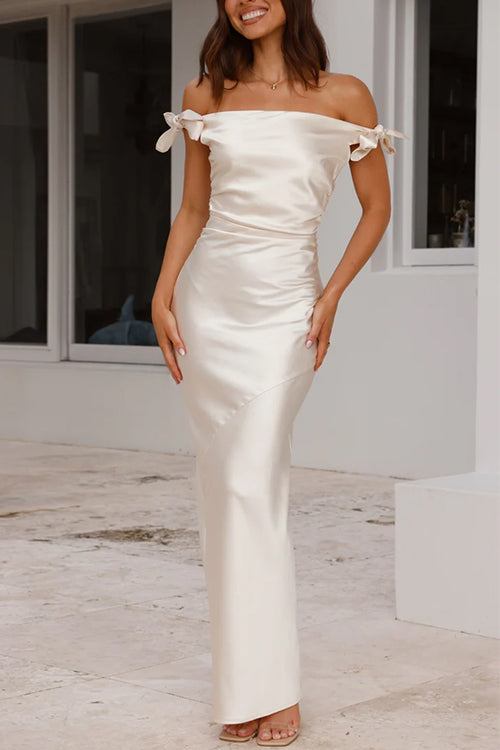 Trixiedress Bow Knot Off Shoulder Maxi Party Dress