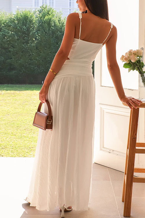 Trixiedress V Neck Sleeveless Cut Out Swing Maxi Dress