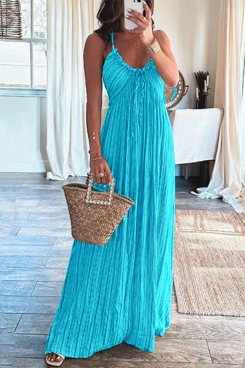 Trixiedress Halter Backless Tie Knot Printed Maxi Vacation Dress