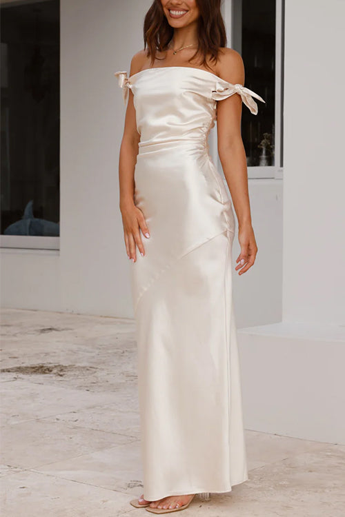 Trixiedress Bow Knot Off Shoulder Maxi Party Dress