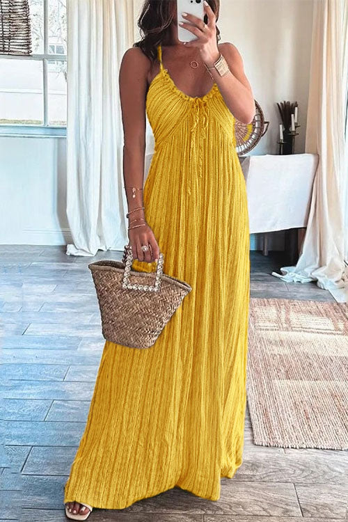 Trixiedress Halter Backless Tie Knot Printed Maxi Vacation Dress