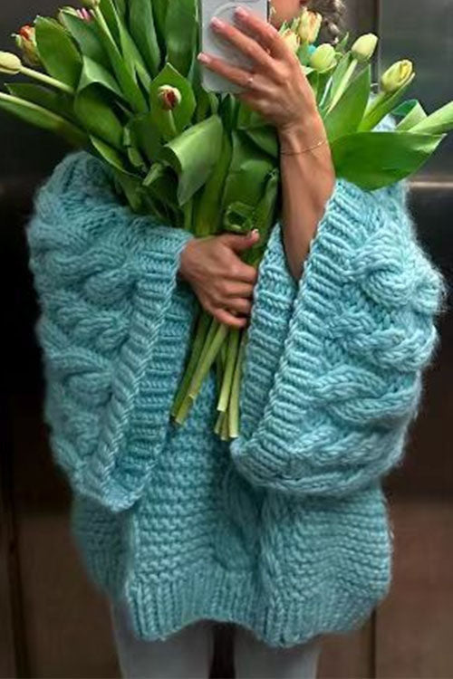 Trixiedress Round Neck Oversized Cable Knit Sweater