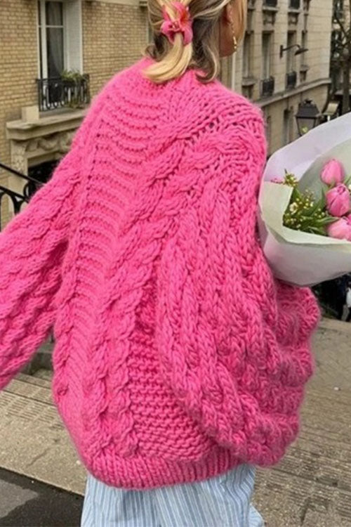 Trixiedress Round Neck Oversized Cable Knit Sweater