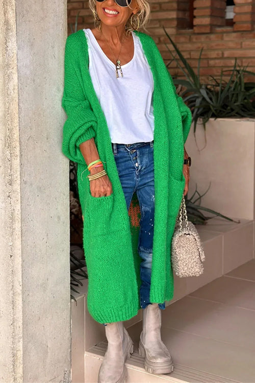 Trixiedress Open Front Love and Peace Pattern Long Sweater Cardigan(in 5 Colors)