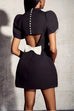 Trixiedress Mockneck Petal Sleeves Bow Knot Cut Out Mini Dress