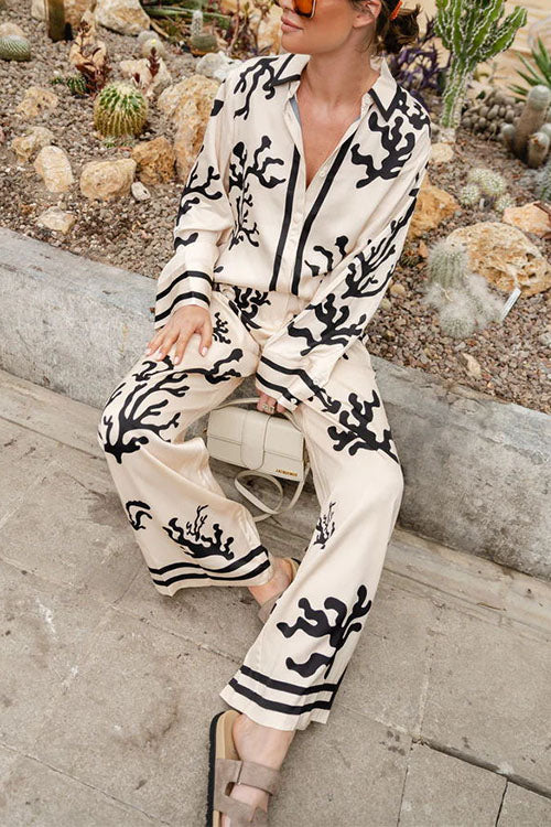 Trixiedress Wide Leg Reef Print Satin Pants