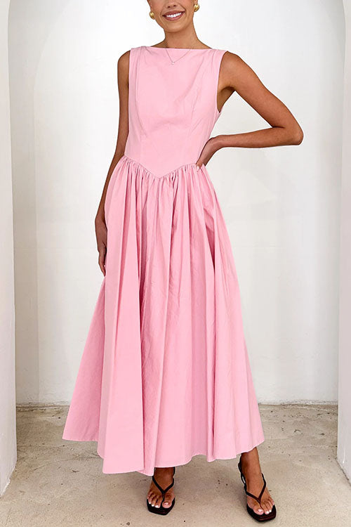 Trixiedress Sleeveless Open Back Swing Midi Dress