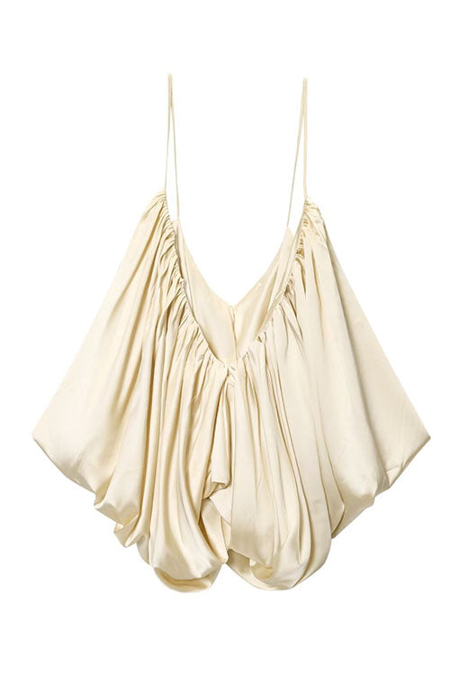 Trixiedress Spaghetti Strap Draped Satin Top