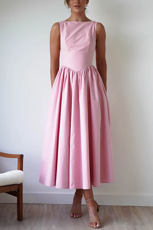 Trixiedress Sleeveless Open Back Swing Midi Dress