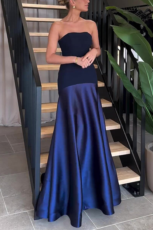 Trixiedress Strapless Patchwork Flare Gown Maxi Party Dress